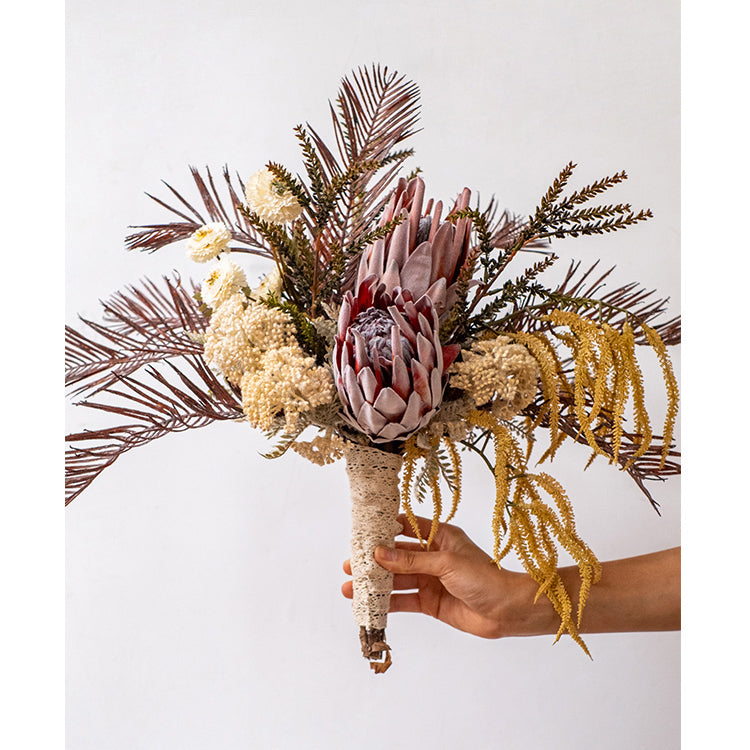 Rust Red Protea Faux Bouquet, 23"