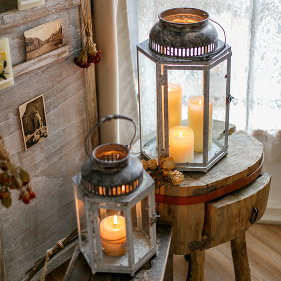 Glass Metal Lantern Candle Holder