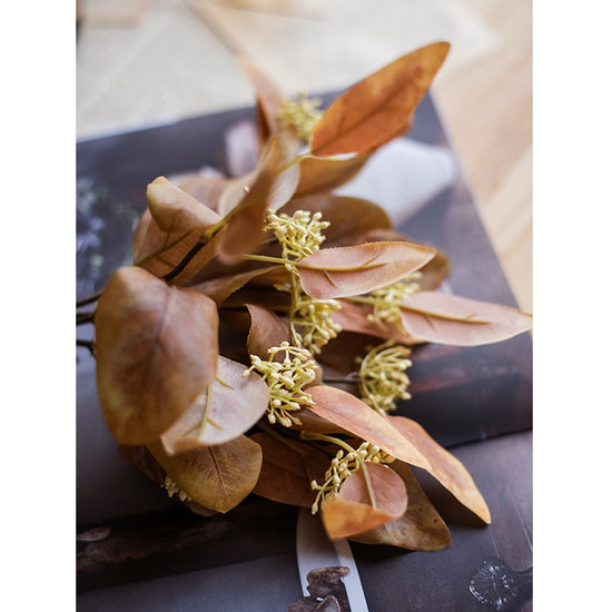 Silk Long Eucalyptus Leaf Bunch in Natural Faux