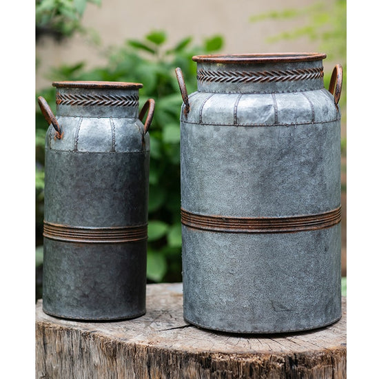 Restoration Flowerpot Gray Brown Round Metal