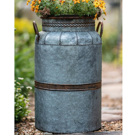 Restoration Flowerpot Gray Brown Round Metal