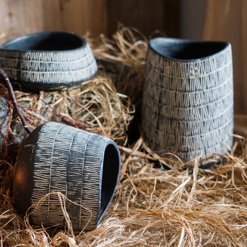 Geometry Line Ceramic Stoneware Flowerpot