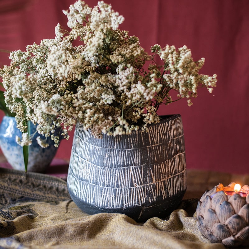 Geometry Line Ceramic Stoneware Flowerpot