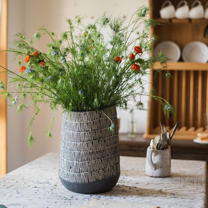 Geometry Line Ceramic Stoneware Flowerpot