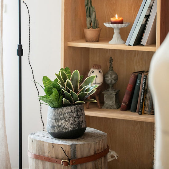 Geometry Line Ceramic Stoneware Flowerpot