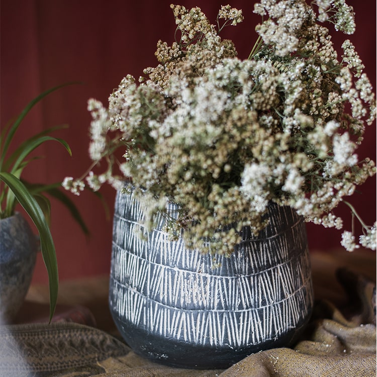 Geometry Line Ceramic Stoneware Flowerpot