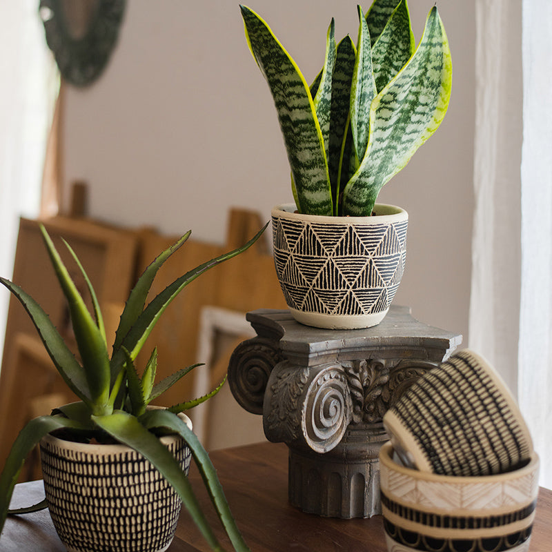 Geometric Art Concrete Flowerpot