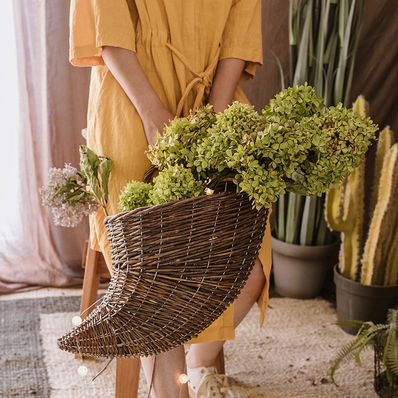 Horn Shape Willow Hanging Basket Planter