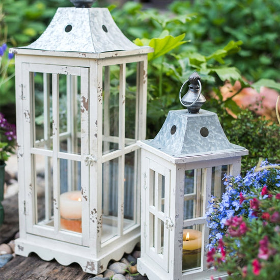 Lantern House Candle Holder in White