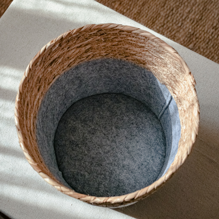 Modern Straw Gray Basket Organizer