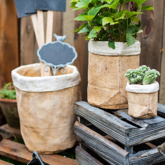 Paper Bag Style Concrete Garden Pot