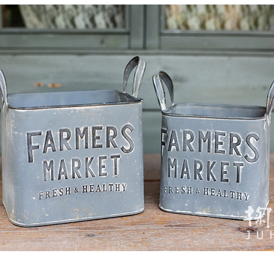 Rectangular Flowerpot Gray Farmers Market