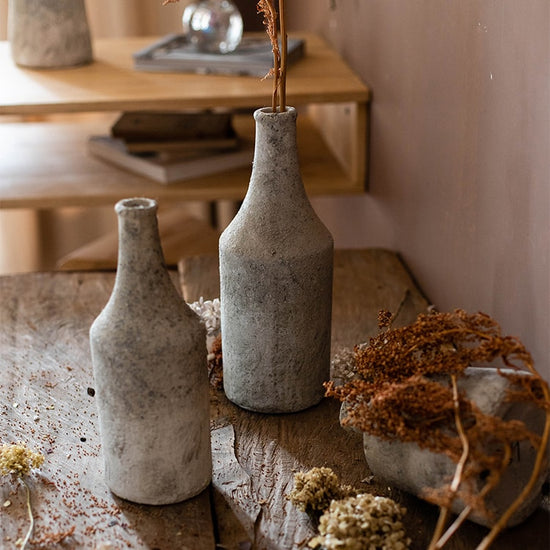 Small Opening Rough Textured Dried Flower Vase