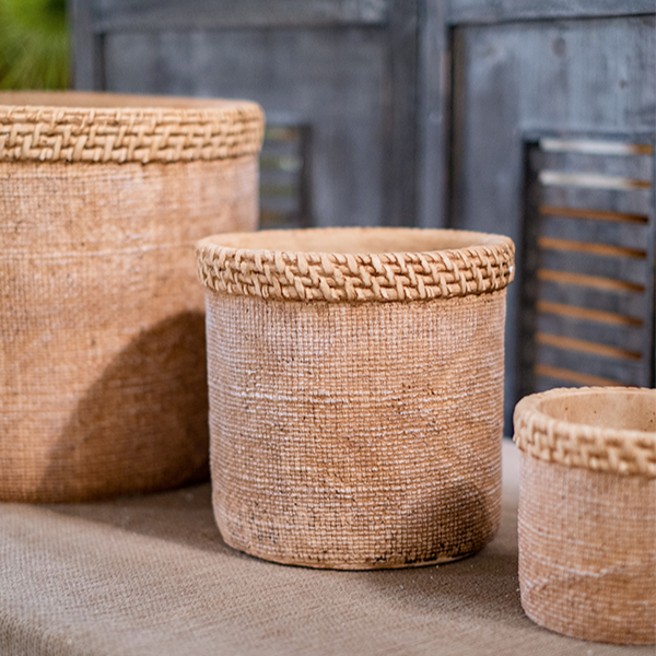 Straw Looking Concrete Planter