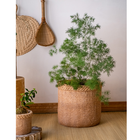 Straw Looking Concrete Planter