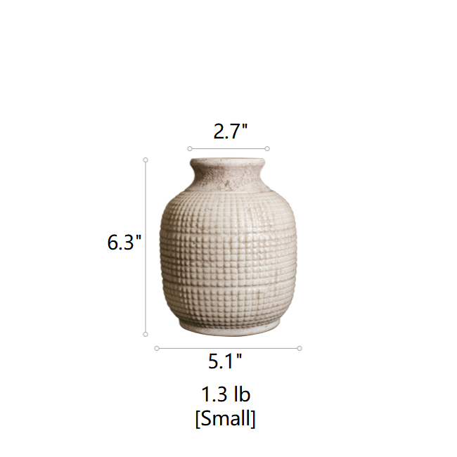 White Textured Porcelain Ceramic Jar Vase