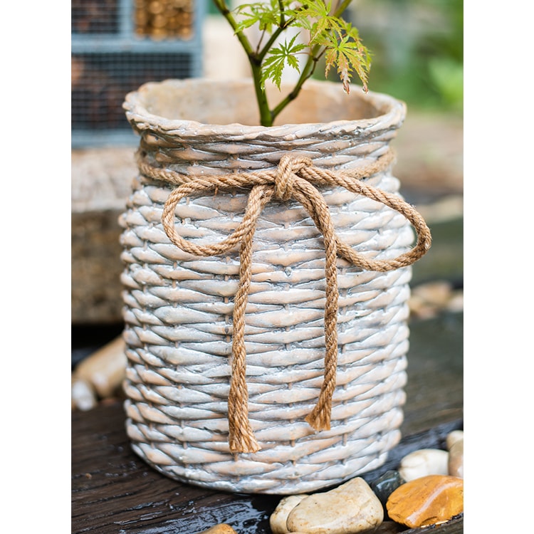 Willow Style Ribbon Concrete Flowerpot