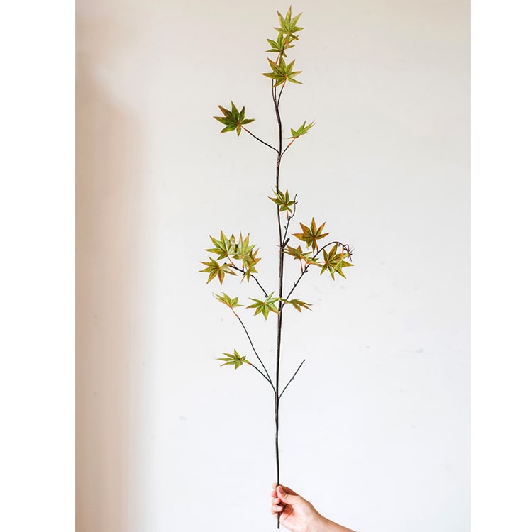 Silk Zen Style Green Maple Leaf Stem, 43"