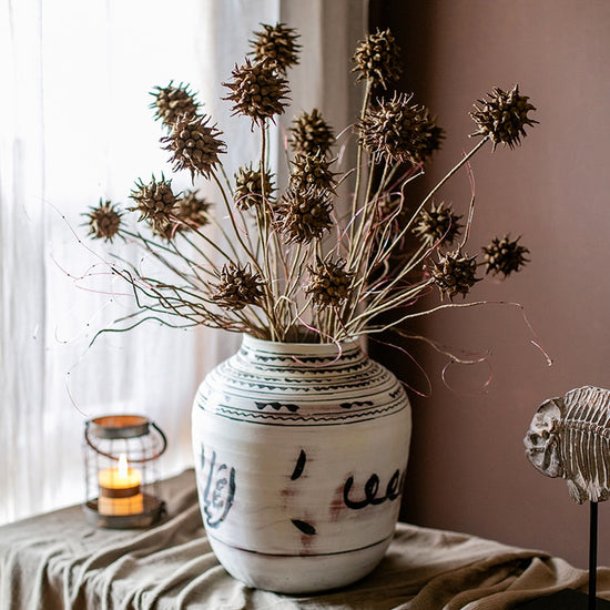 Giant Zen Style Ink Painting Terracotta Flowerpot