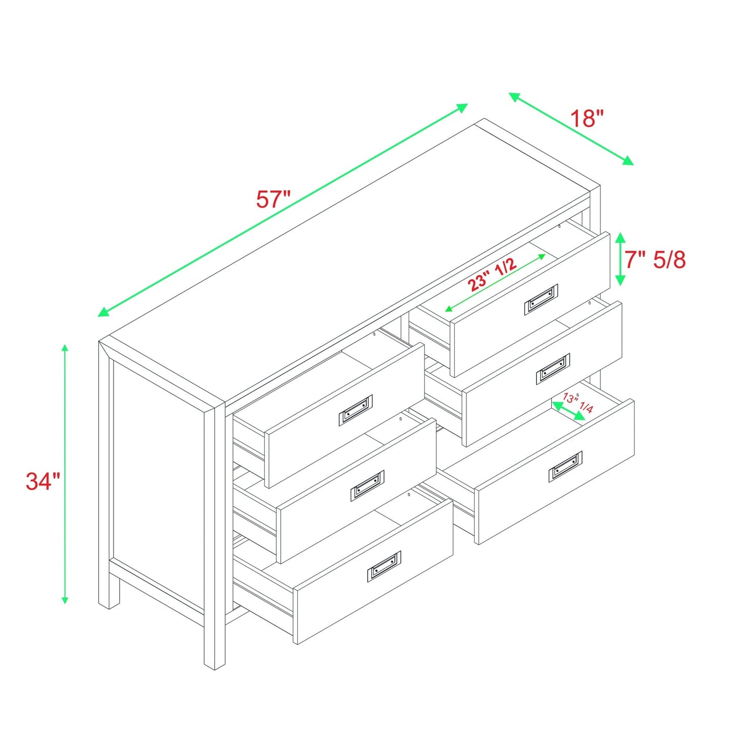 Lydia Solid Wood Modern Contemporary Dresser