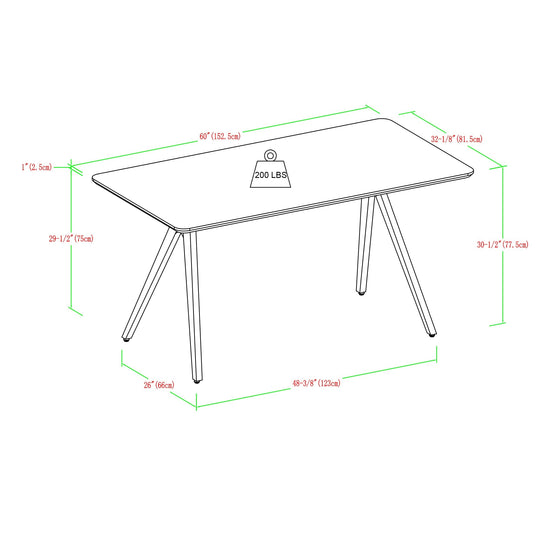 Garret 60" Modern Industrial Veneer and Metal Dining Table
