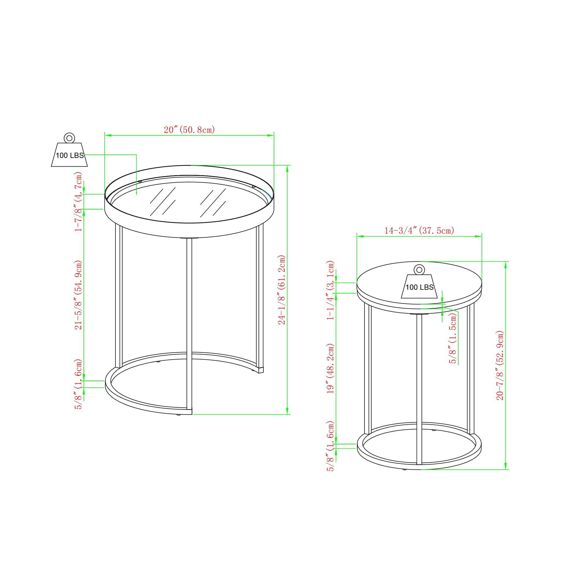 Metal and Glass Nesting Side Tables