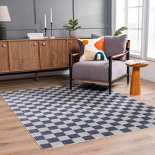 Load image into Gallery viewer, Alie Gray Checkered Washable Area Rug

