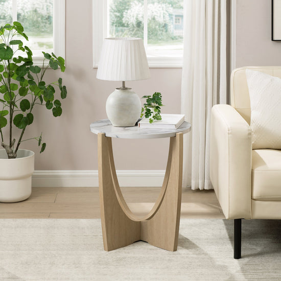 Luna 19" Round Side Table with Open Crossed Arch Base