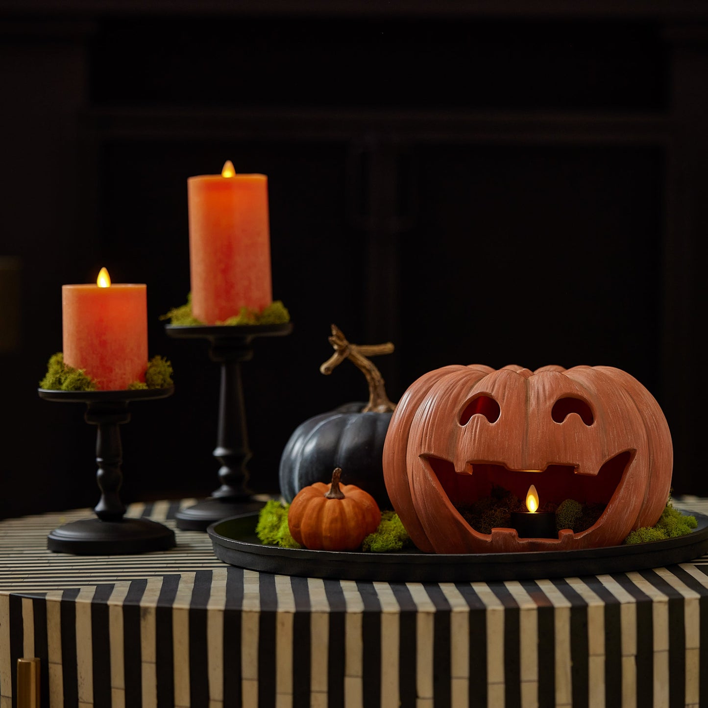 Orange Jack-o'-lantern Pumpkin Tealight Holder