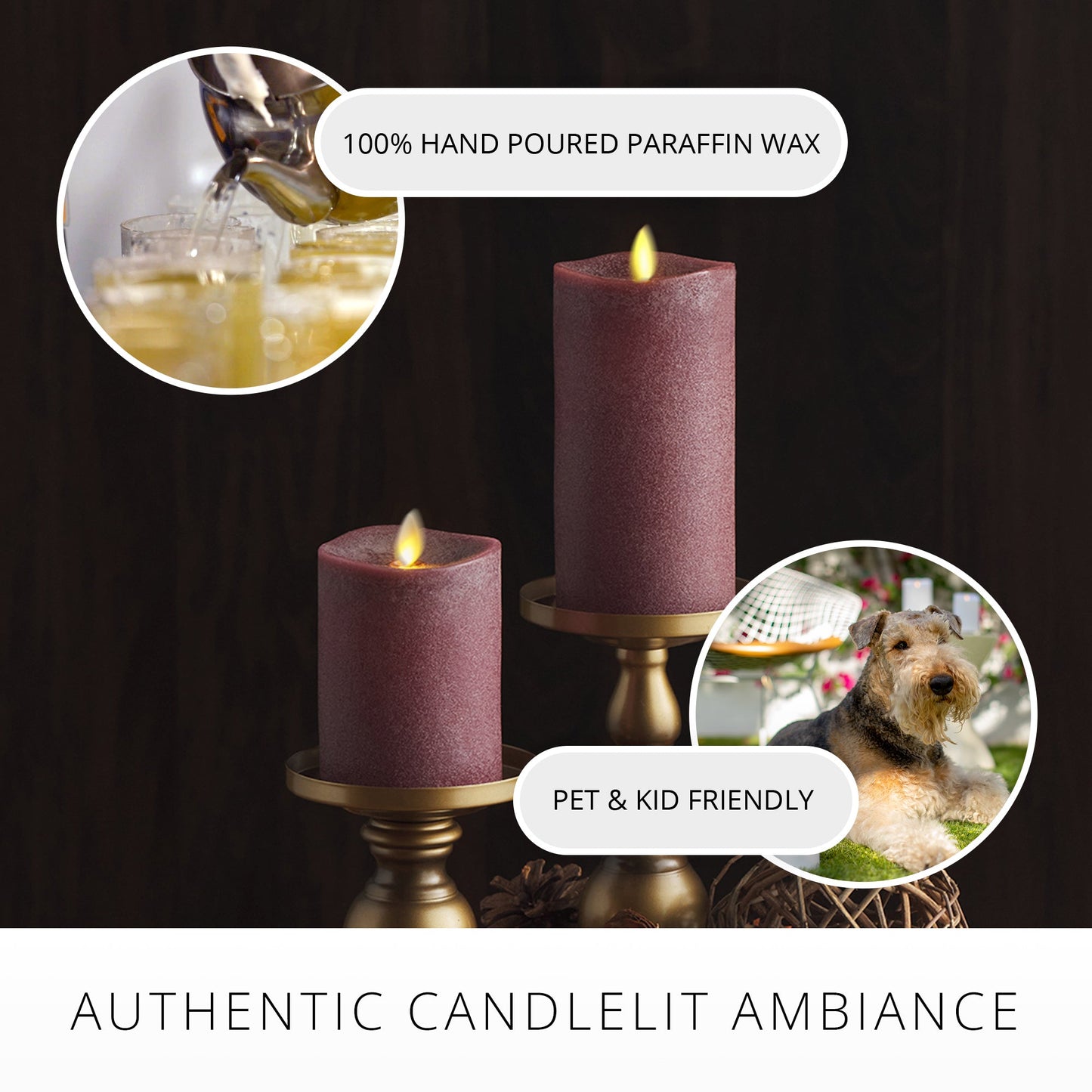 Chalky Raisin Flameless Candle Pillar