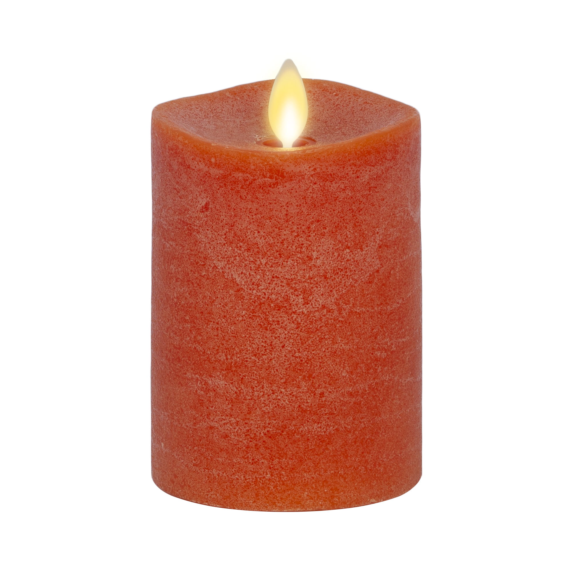 Chalky Burnt Orange Flameless Candle Pillar