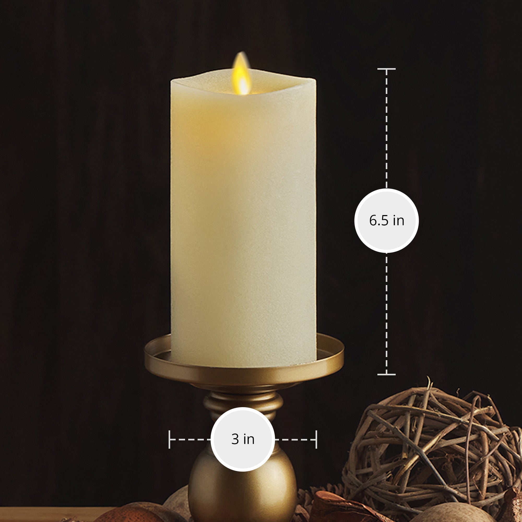 Chalky Ivory Flameless Candle Pillar