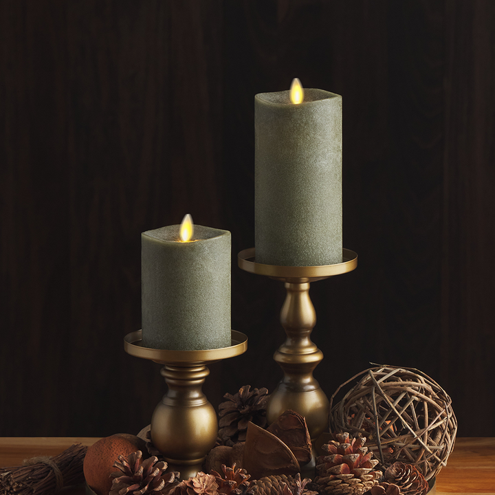 Chalky Stone Grey Flameless Candle Pillar