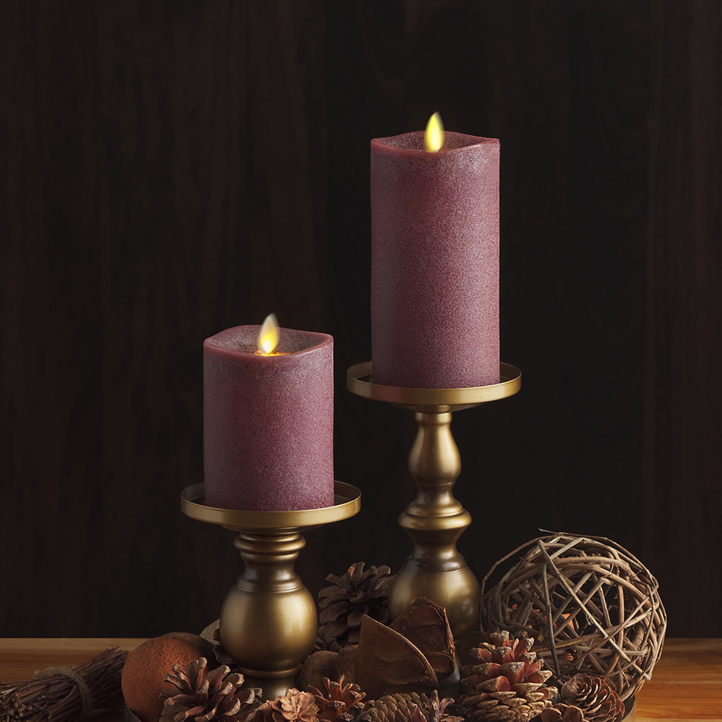 Chalky Raisin Flameless Candle Pillar