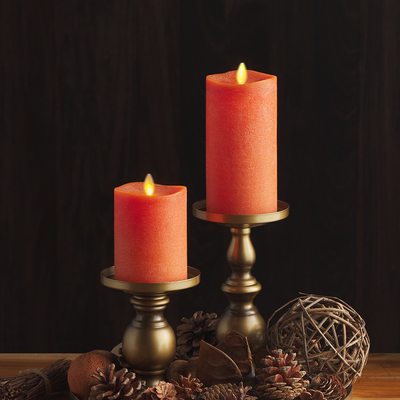 Chalky Burnt Orange Flameless Candle Pillar