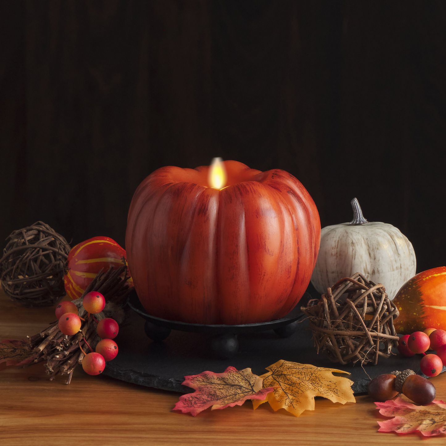 Burnt Orange Flameless Candle Pumpkin