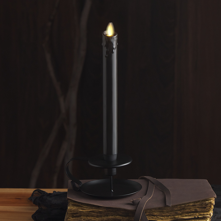 Black Wax Drip Flameless Candle Taper