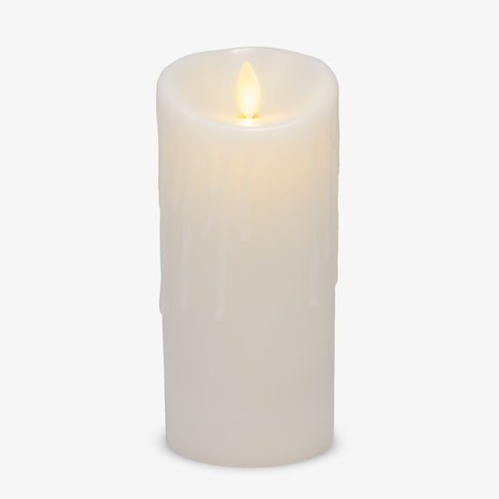 White Wax Drip Flameless Candle Pillar