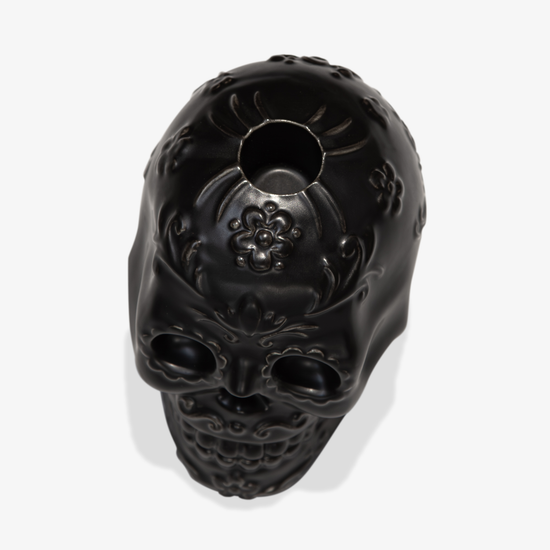 Black Day of the Dead Skull Taper Holder