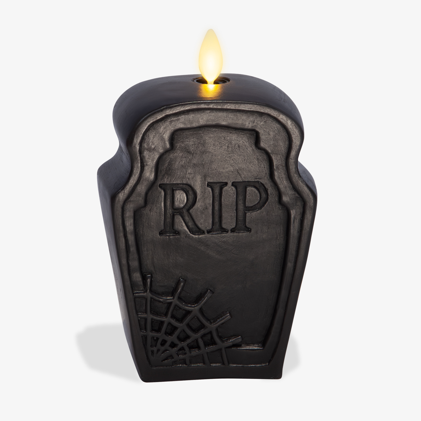 Black Flameless Candle RIP Tombstone