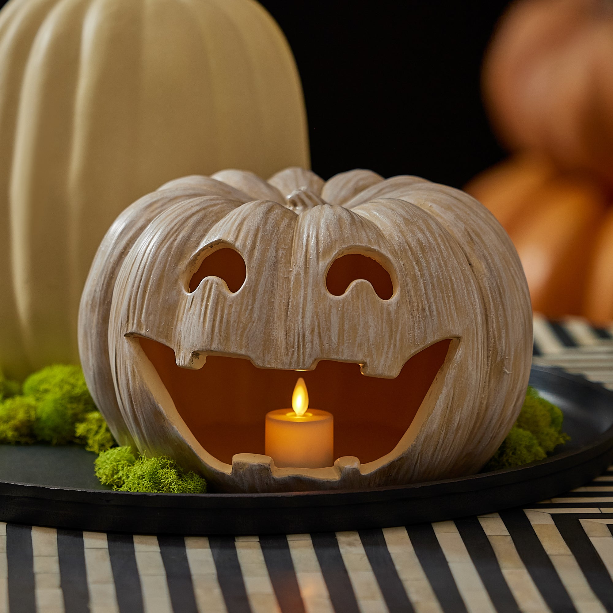 Perfectly Pale Jack-o'-lantern Pumpkin Tealight Holder