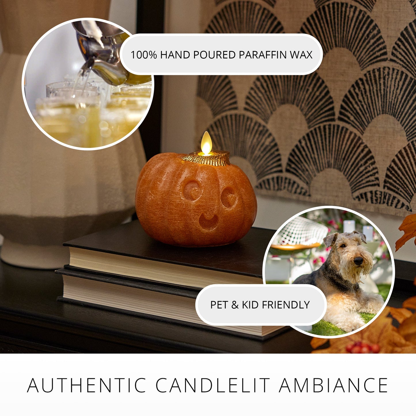 Orange Chalky Flameless Candle Cute Jack-o'-lantern Pumpkin