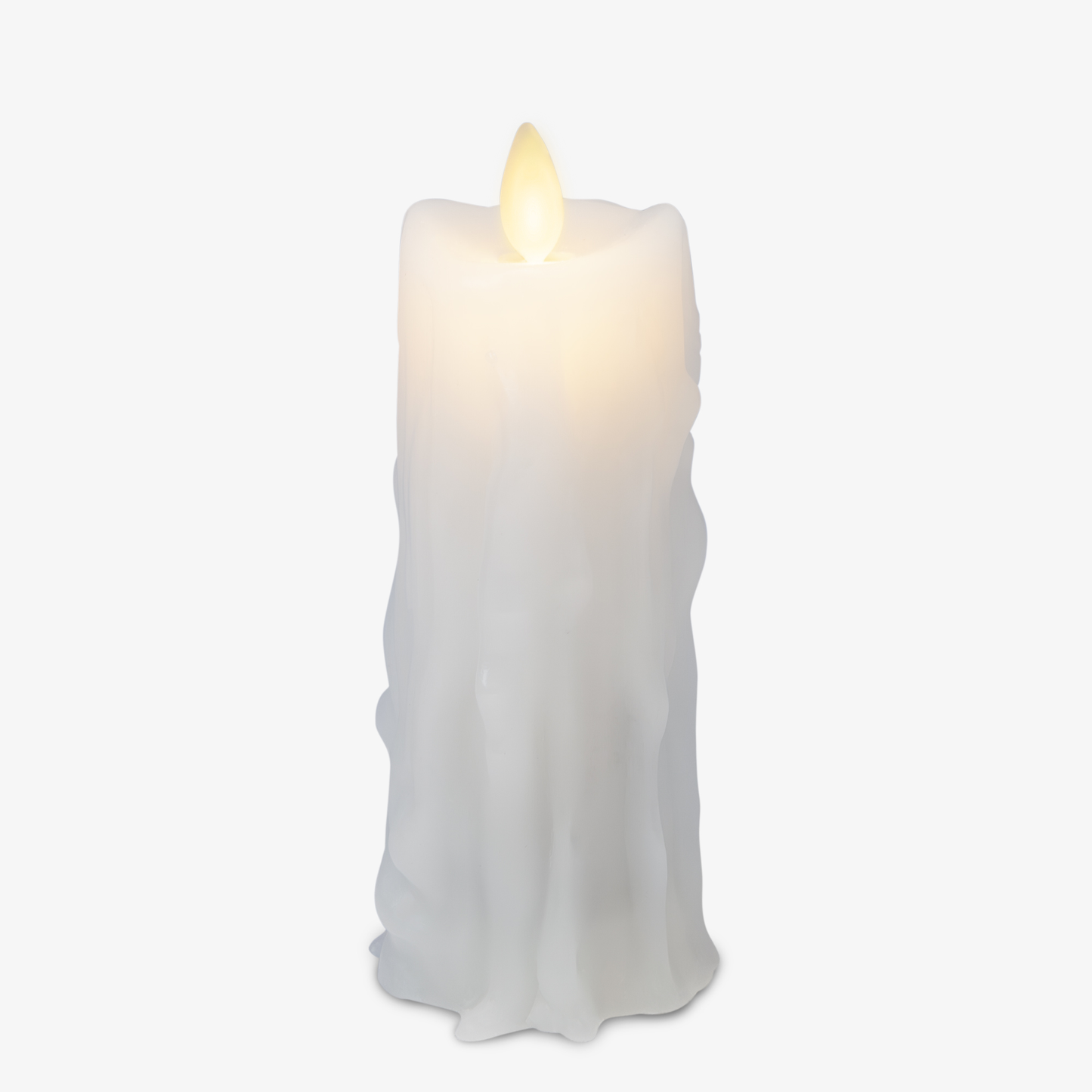 White Heavy Wax Drip Flameless Candle Slim Pillar