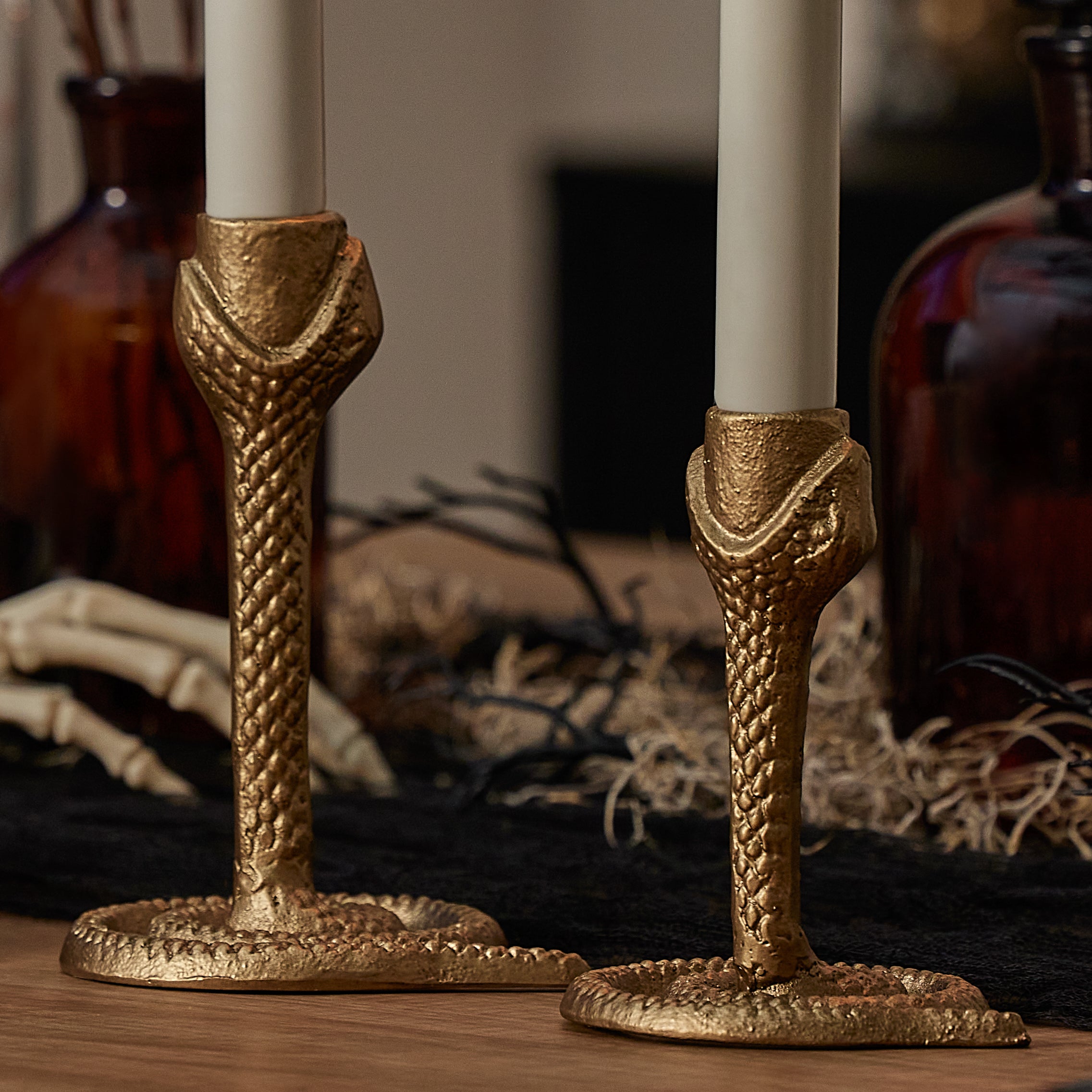 Brass Wrought Iron Snake Taper Holder