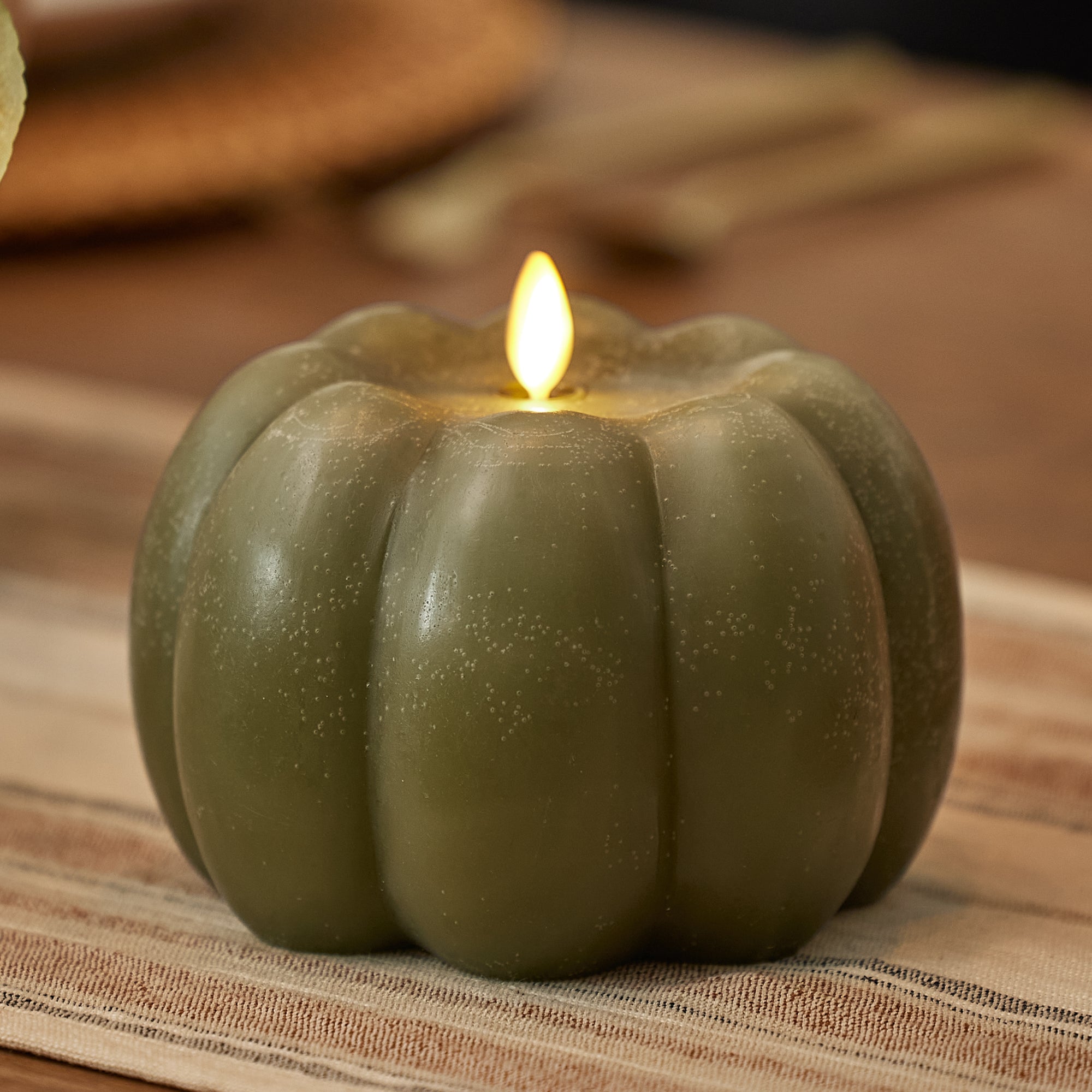 Loden Green Chalky Flameless Candle Pumpkin