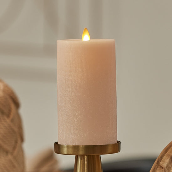 Irish Cream Chalky Linen Flameless Candle Pillar