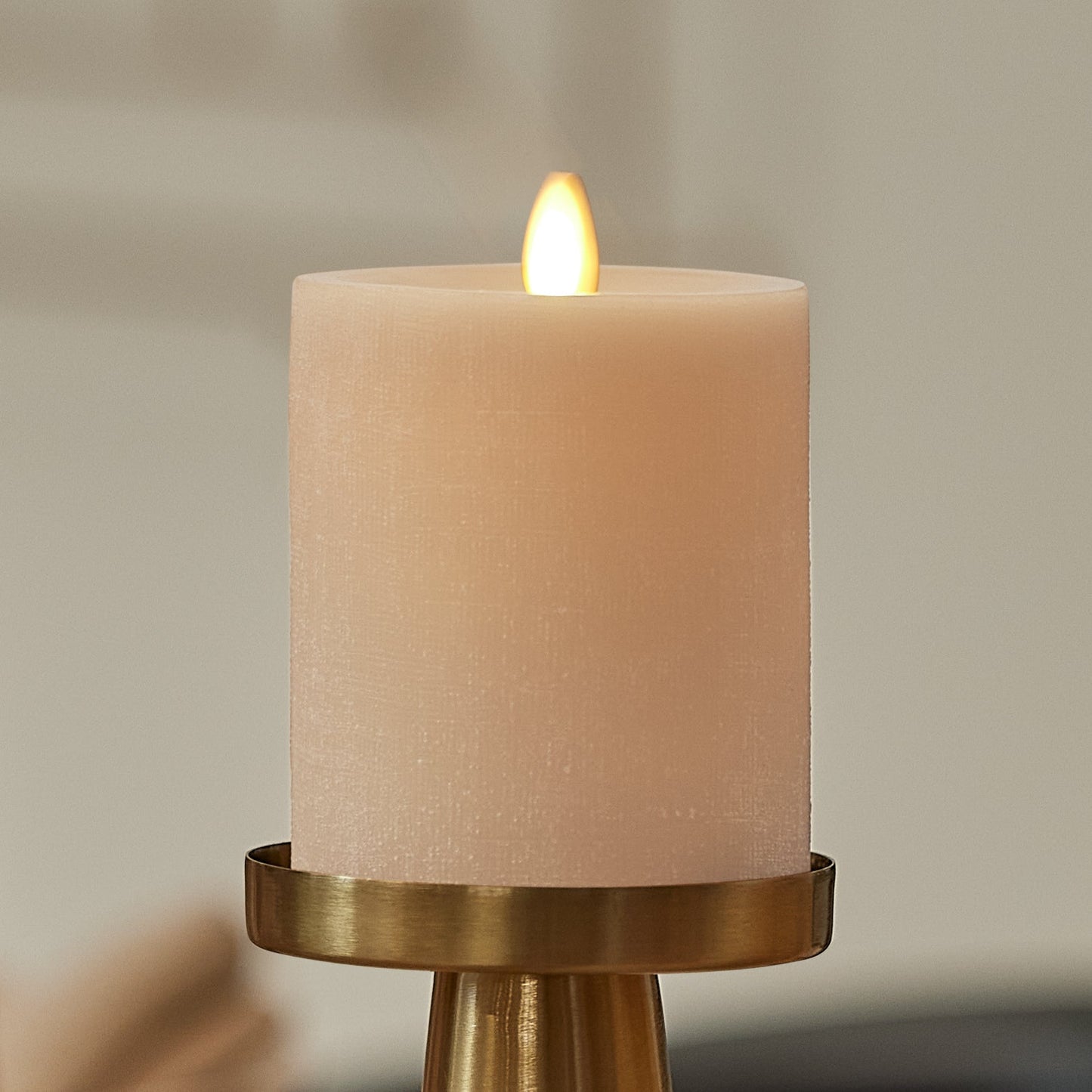 Irish Cream Chalky Linen Flameless Candle Pillar