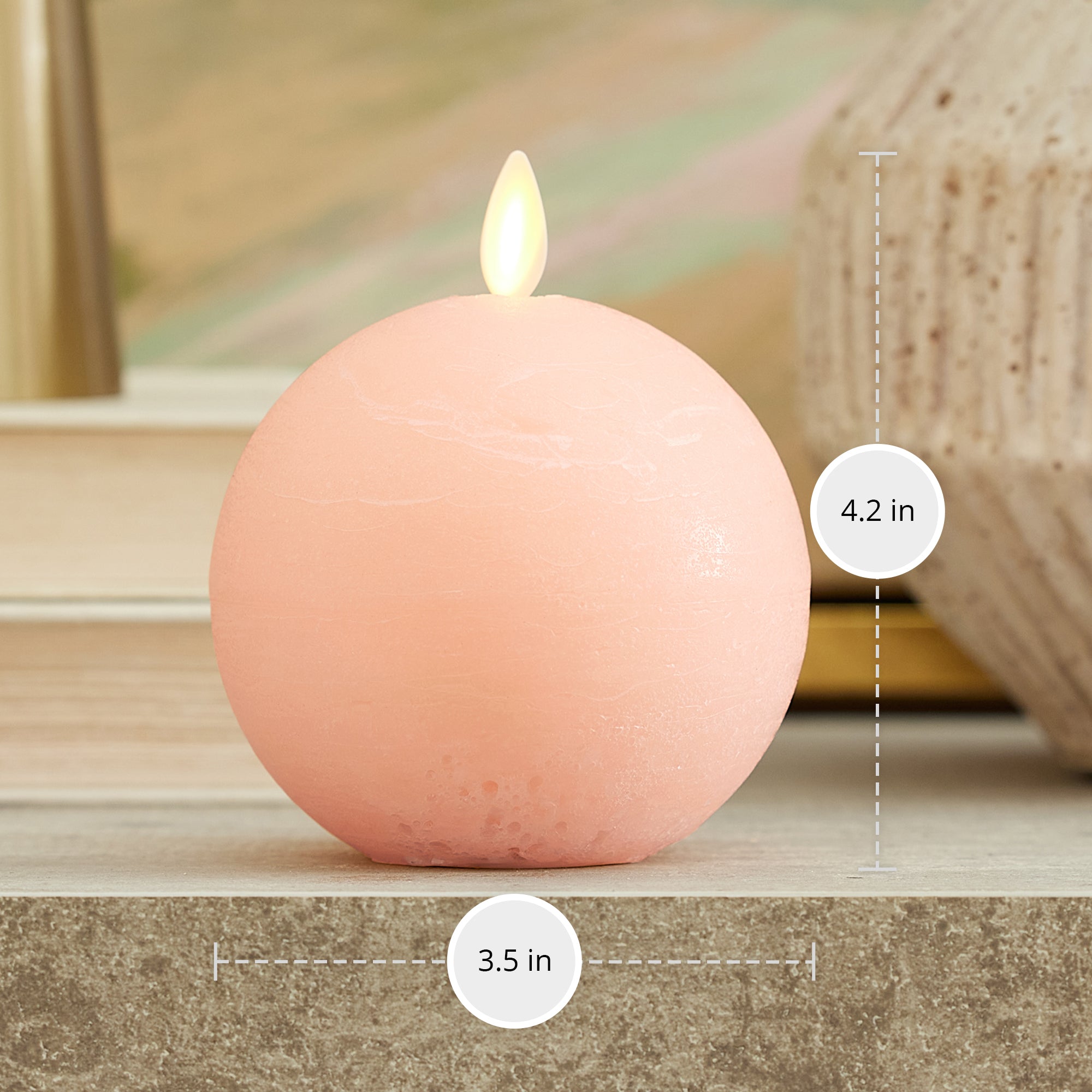 Snail Candle Holder + Mellow Peach Chalky Flameless Candle Sphere