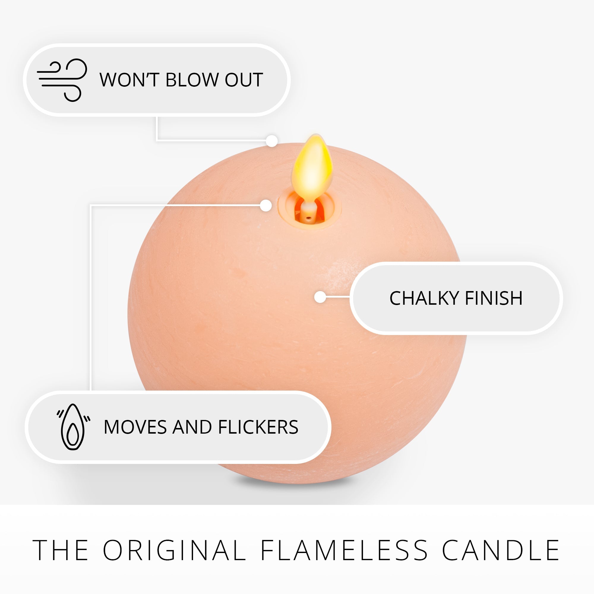 Mellow Peach Chalky Flameless Candle Sphere