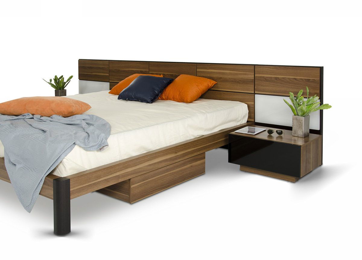 Eastern King Rondo Modern Platform Bed w/ Nightstands Storage And Lights - Mac & Mabel